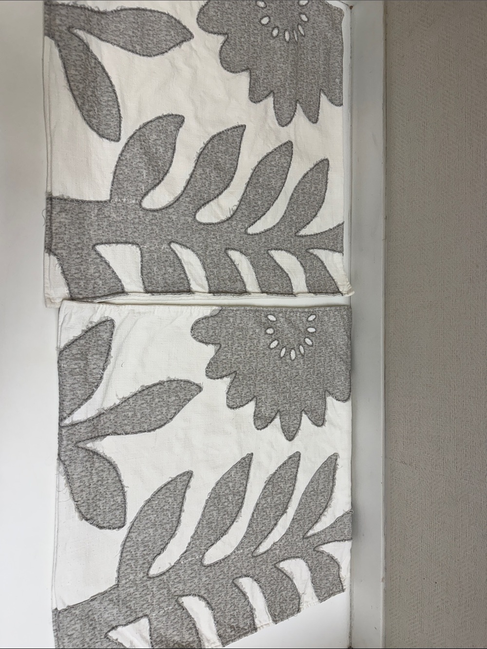 Pottery Barn Lilo Neutral Floral Gray & White Throw Pillow Covers - Set of 2